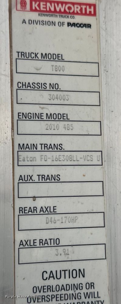 image for item NH9123 2012 Kenworth T800 semi truck