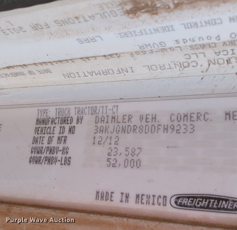 image for item NZ9429 2013 Freightliner  Coranado semi truck