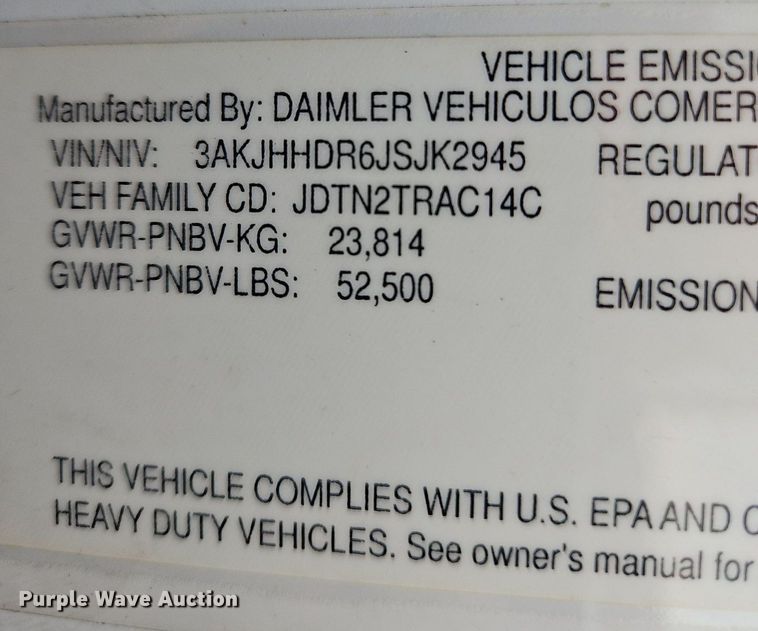 image for item OK9863 2018 Freightliner  Cascadia  semi truck