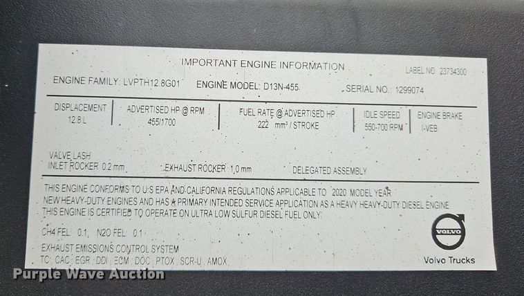 image for item OK9864 2021 Volvo VNL860 semi truck