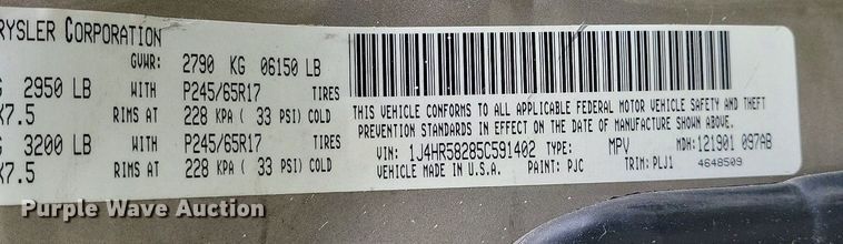 image for item DI3061 2005 Jeep Grand Cherokee Limited SUV