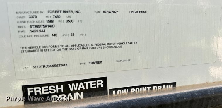 image for item DK6563 2022 Forest River Tracer LE camper