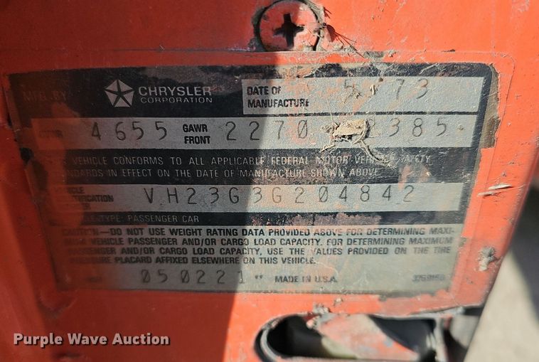 image for item DM1591 1973 Plymouth  Scamp 2D 