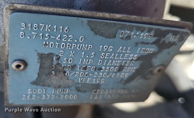 image for item DP0850 1999 Hotsy  7642 parts washer