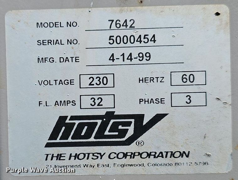 image for item DP0850 1999 Hotsy  7642 parts washer