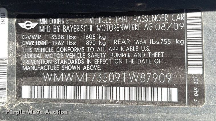 image for item DQ7007 2009 Mini Cooper S 