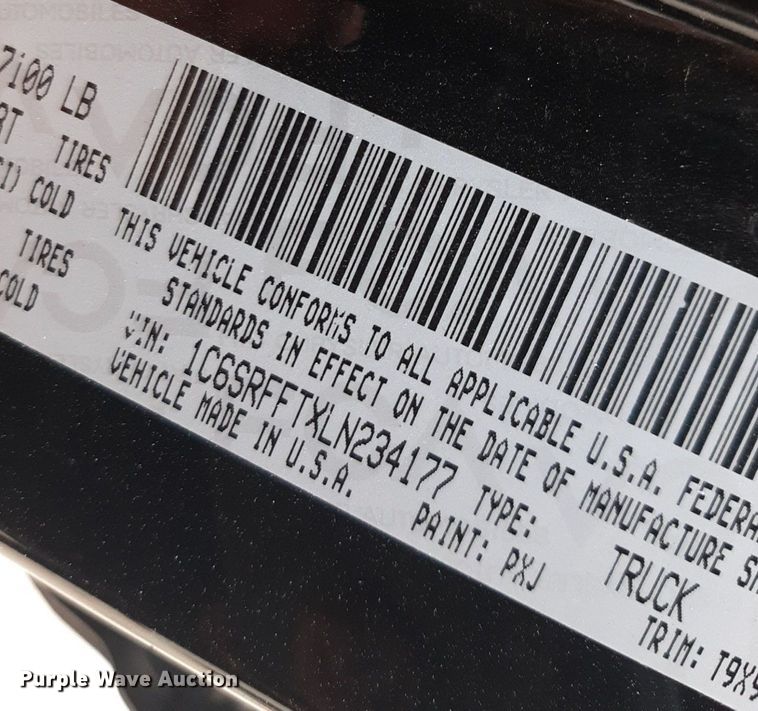 image for item DQ7022 2020 Dodge Ram 1500 Crew Cab pickup truck