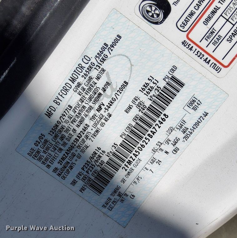 image for item DQ7029 2005 Ford  Freestar van