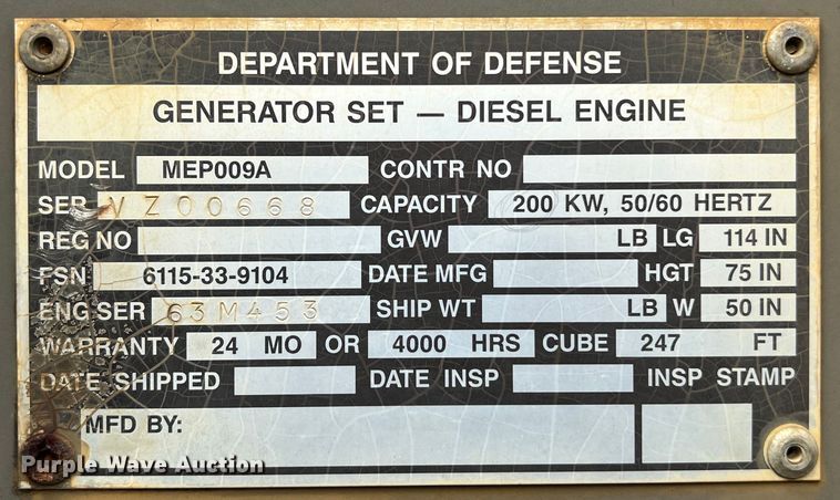 image for item DS2996 MEP009A generator