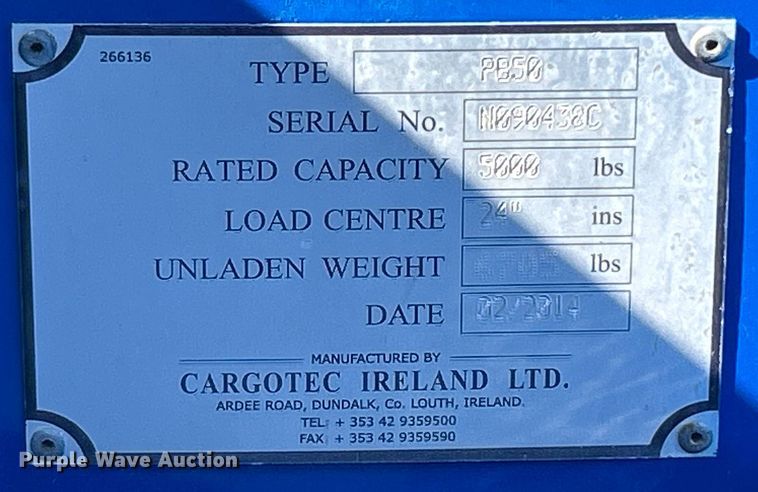 image for item EG1459 2014 Cargotec PB50 forklift