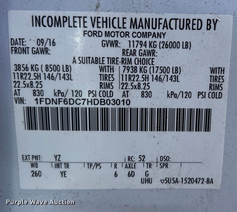 image for item EG1475 2017 Ford F650 Super Duty flatbed truck