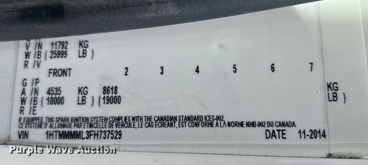 image for item EG1496 2015 International  4300 SBA box truck