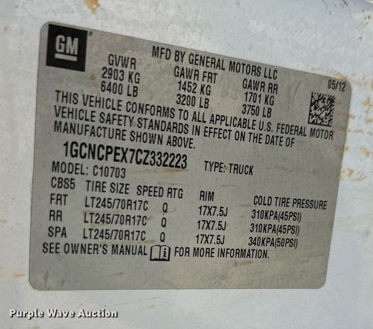 image for item EH6652 2012 Chevrolet Silverado 1500 pickup truck