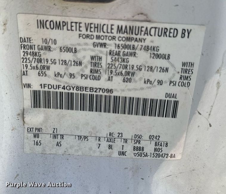 image for item EH6653 2011 Ford F450 Super Duty XL bucket truck