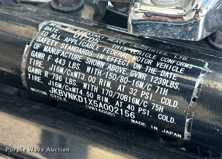 image for item EH6690 2005 Kawasaki  Vulcan 1600 motorcycle