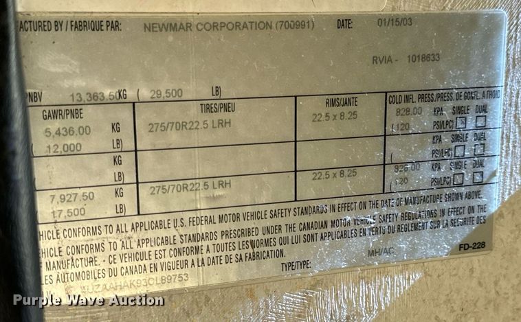 image for item EH6711 2003 Newmar Kountry Star RV