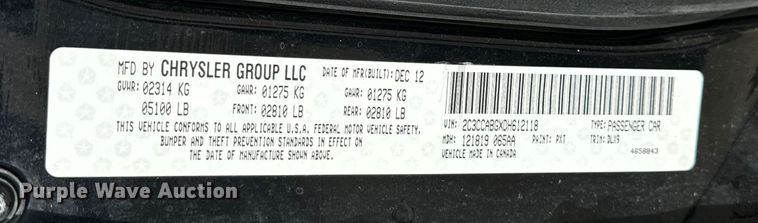 image for item EH6725 2013 Chrysler 300 S 