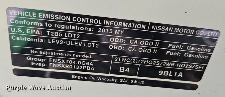 image for item EI3719 2015 Nissan Frontier  flatbed pickup truck