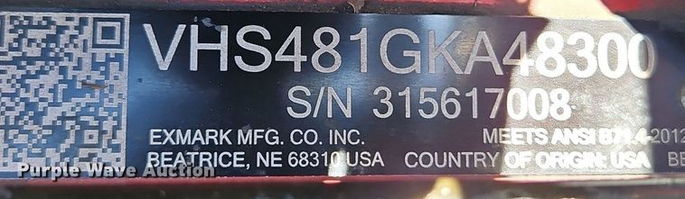 image for item EI3780 Exmark VHS481GKA48300 ZTR lawn mower