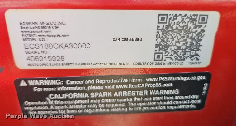 image for item EI3783 Exmark ECS180CKA3000 push mower