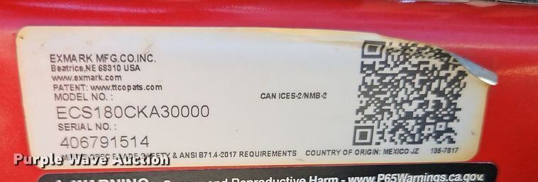 image for item EI3784 Exmark ECS180CKA3000 push mower