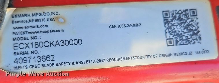 image for item EI3786 Exmark ECS180CKA3000 push mower