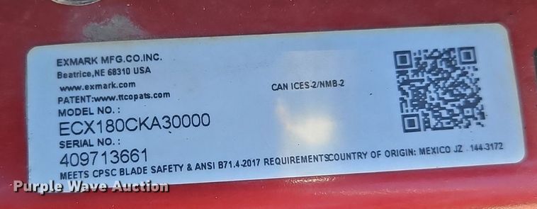 image for item EI3788 Exmark ECS180CKA3000 push mower