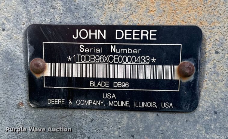 image for item EJ0616 John Deere DB96 skid steer dozer blade