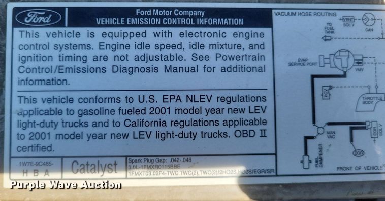 image for item EJ7940 2001 Ford Ranger XLT SuperCab pickup truck