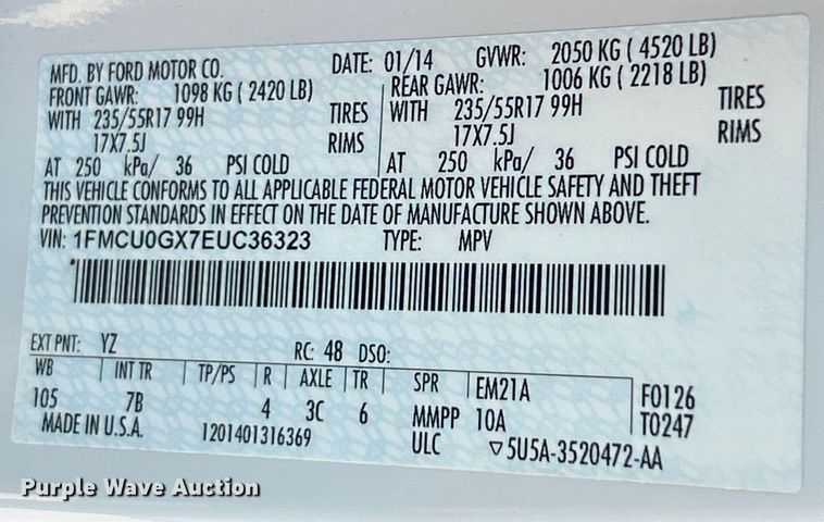 image for item EK4521 2014 Ford Escape SE SUV