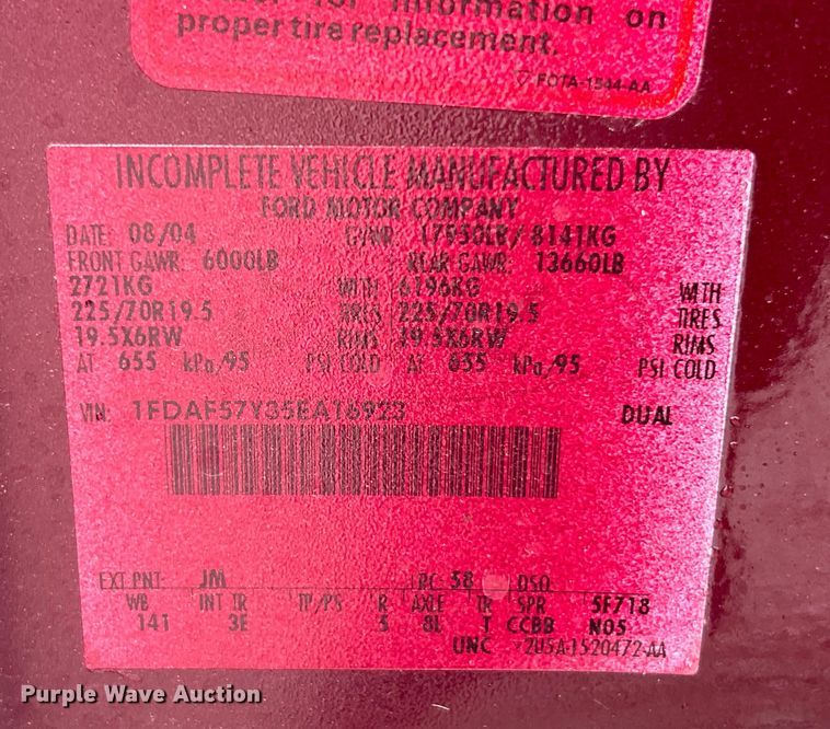 image for item EK4560 2005 Ford F550 Super Duty XLT dump truck