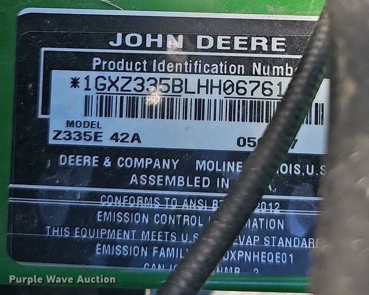 image for item EK5835 John Deere  Z335E ZTR lawn mower