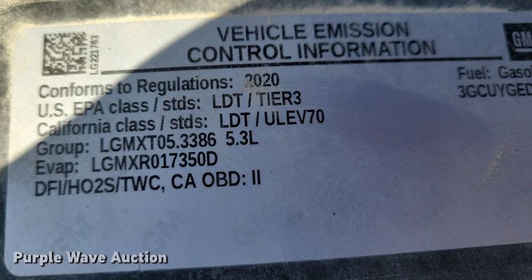 image for item LC9508 2020 Chevrolet Silverado 1500 Crew Cab pickup truck