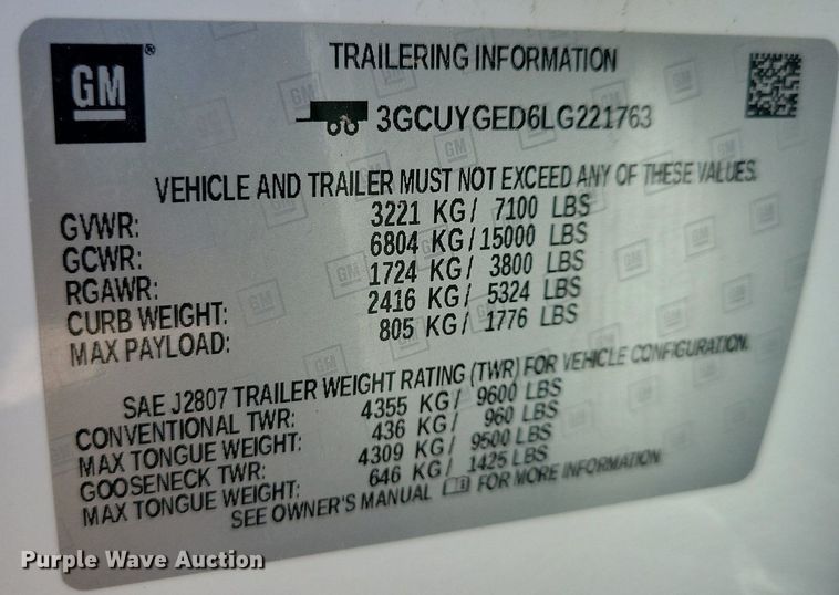 image for item LC9508 2020 Chevrolet Silverado 1500 Crew Cab pickup truck