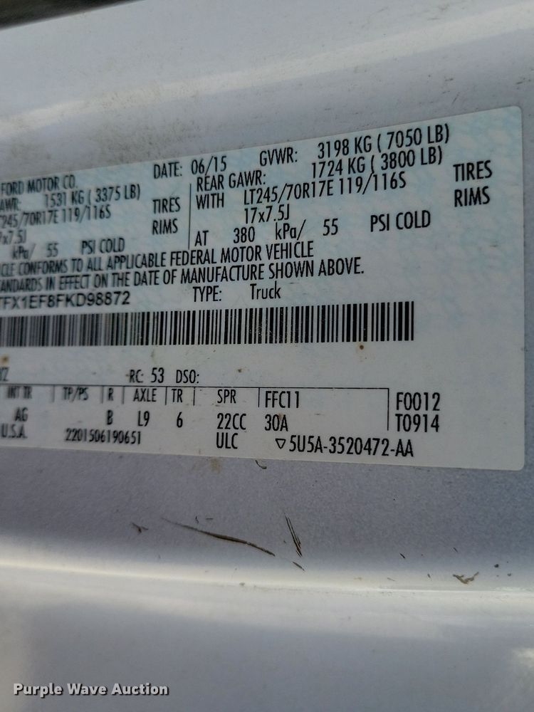 image for item LC9974 2015 Ford F150 XL SuperCab pickup truck