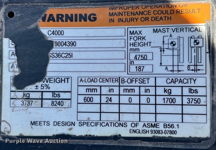 image for item LD9508 Caterpillar C4000 forklift