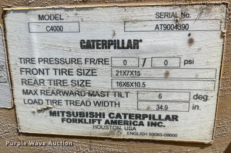 image for item LD9508 Caterpillar C4000 forklift