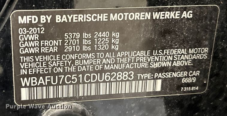 image for item LD9517 2012 BMW 535i XDrive 