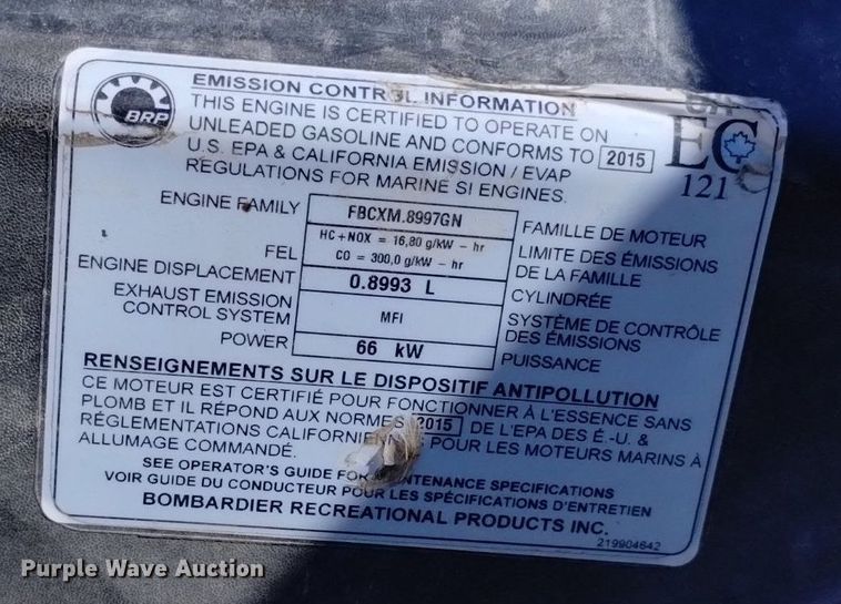 image for item LN9994 2015 SeaDoo Spark personal watercraft