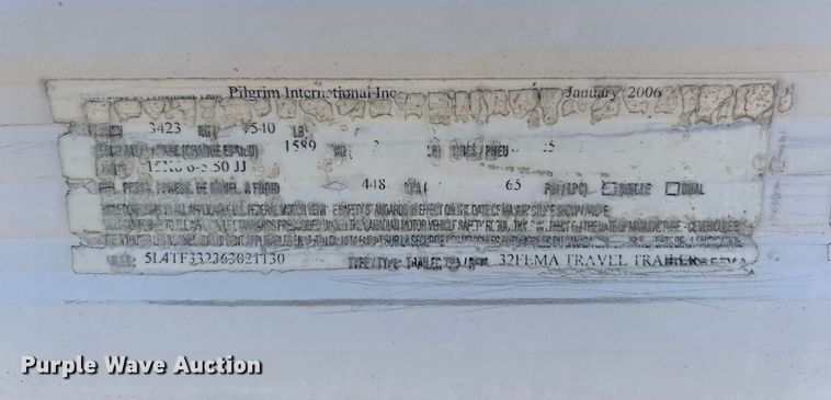 image for item NB9339 2006 Pilgrim International  travel trailer