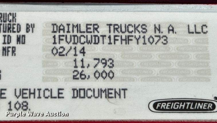 image for item ND9226 2015 Freightliner Business Class M2 shuttle bus