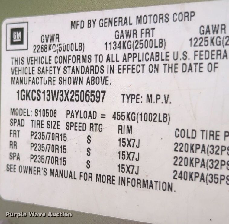 image for item NG9493 1999 GMC Jimmy SUV