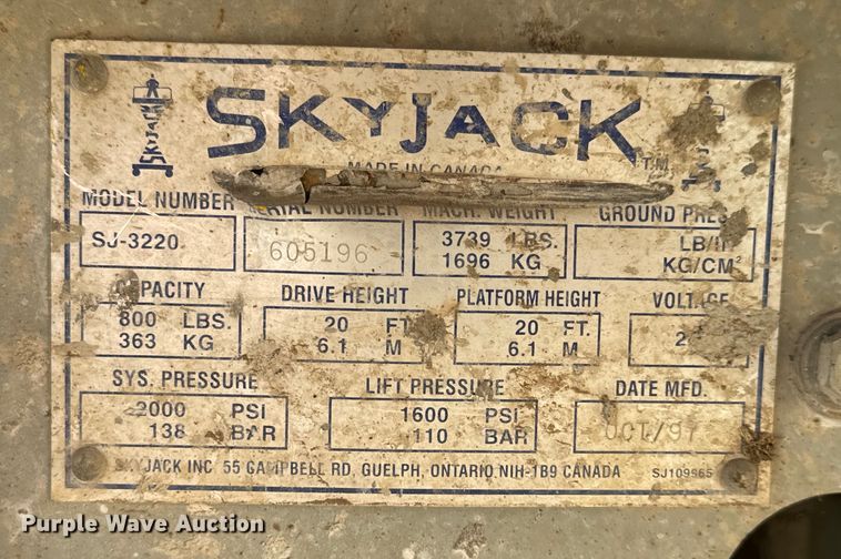 image for item NH9011 1997 SkyJack SJ3220 scissor lift