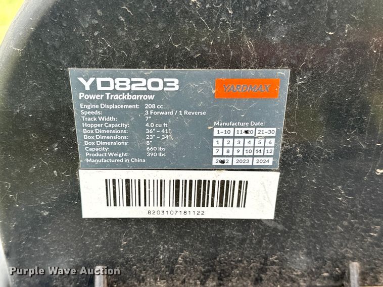 image for item NH9192 2022 Yardmax YD8203 power buggy