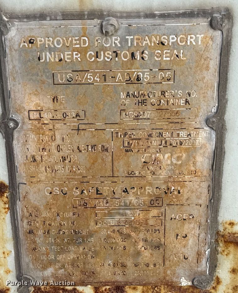 image for item NL9716 2007 CIMC NL40H-083A storage container 