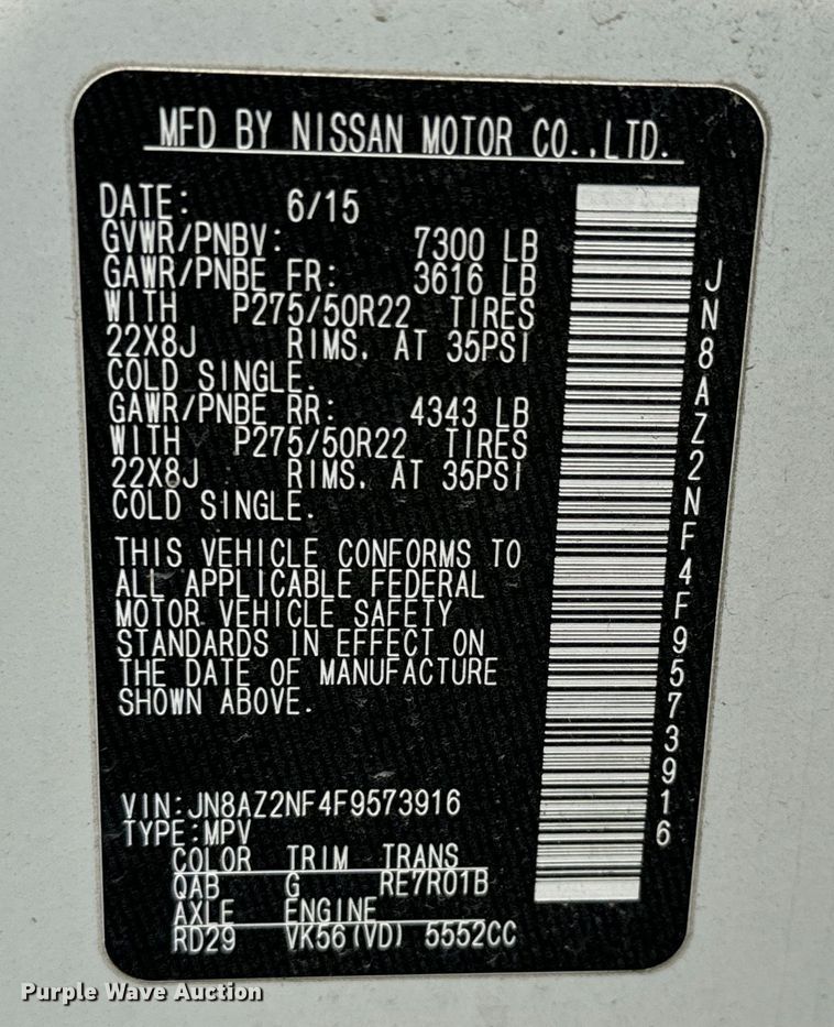 image for item NL9719 2015 Infiniti QX80 SUV