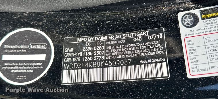 image for item NR9761 2019 Mercedes-Benz  E300 