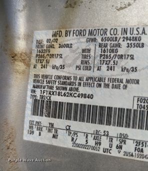 image for item NR9794 2002 Ford F150 SuperCab pickup truck