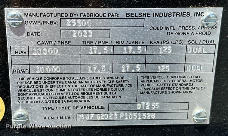 image for item NR9810 2023 Belshe  DT255 equipment trailer