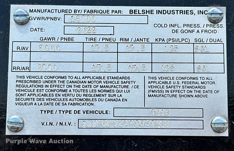 image for item NR9813 2022 Belse TB16 equipment trailer